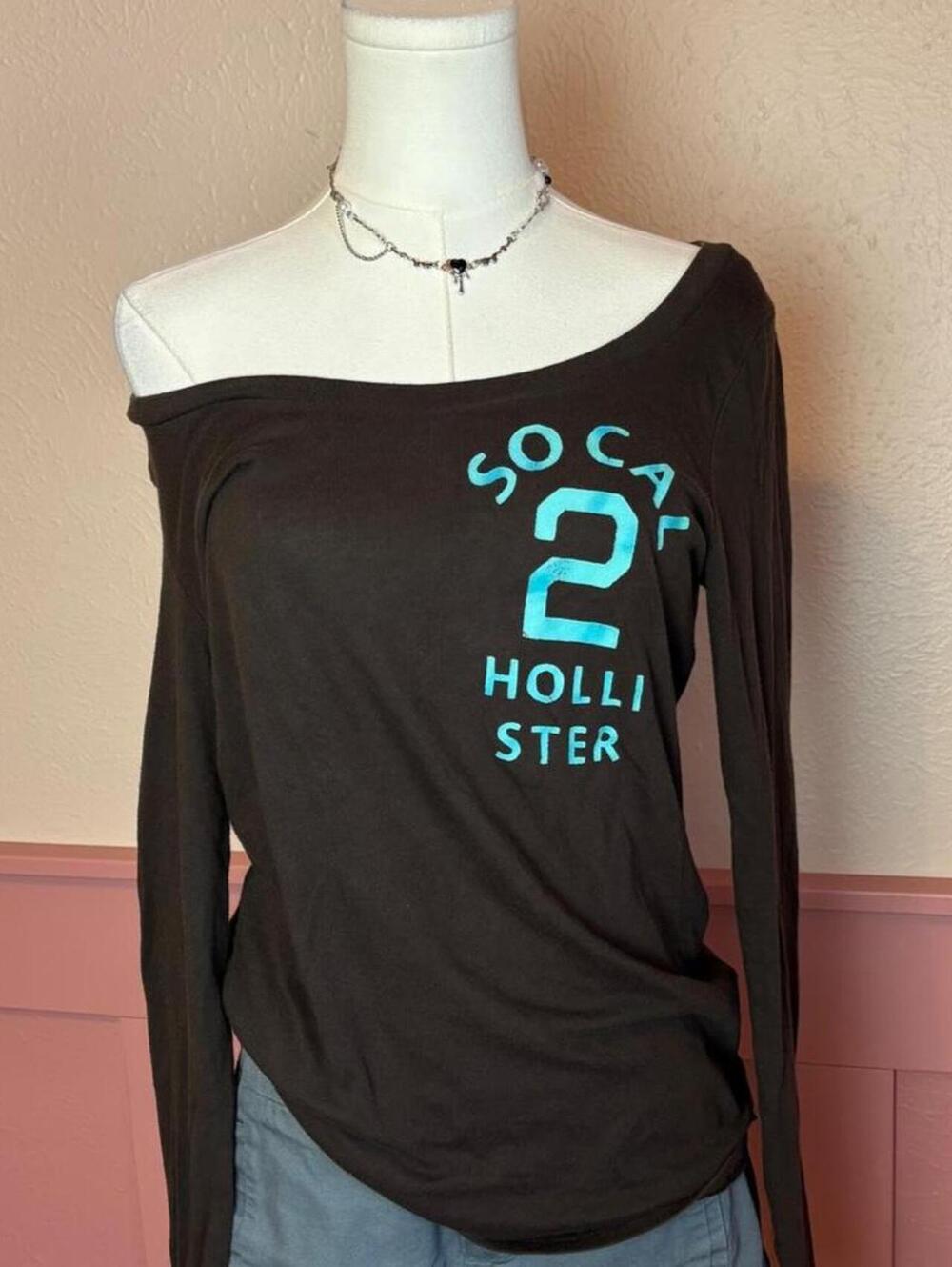Hollister vintage y2k brown henley top sz large so cal